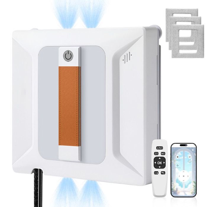 Robot Nettoyeur de Vitres - 4 Pulvérisation Ultrasonique Buses - Planification Intelligente du Trajet - Nettoyage Sans Angle Mort