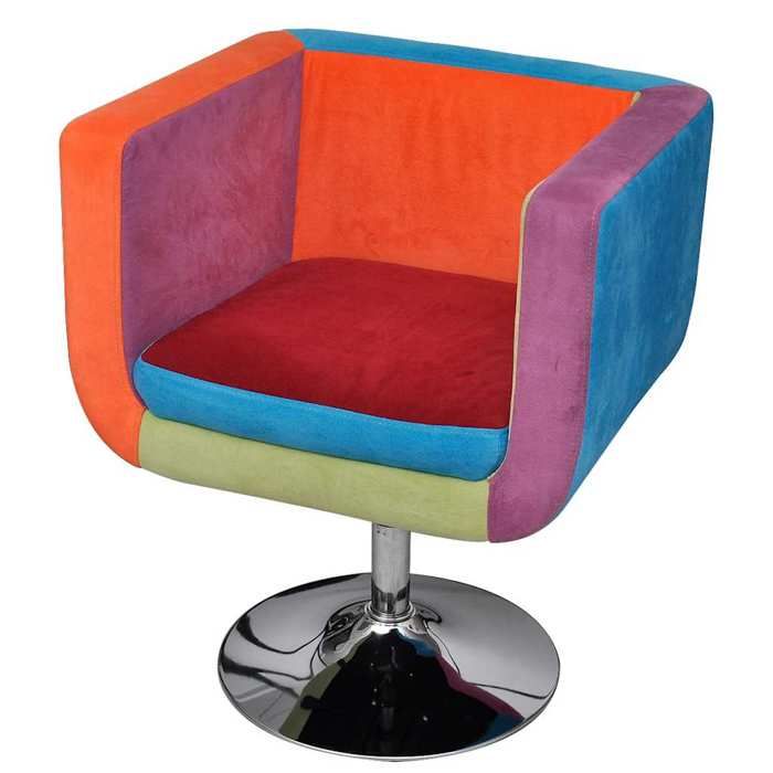 Fauteuil patchwork réglable - Happiness - Multicolore - 63x57x66-76 cm - Hauteur réglable - Siège 45 5x45 cm