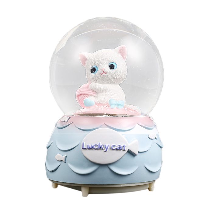 Boule à neige en résine et cristal boule de neige en cristal pour chat décoration de maison avec lumière scintillante à p -SALALIS