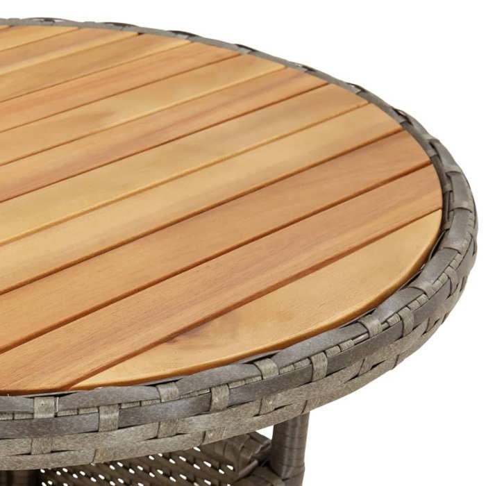 Remise 2026®Table dExtérieur 2 ou 4 personnes Gris - Table de jardin - Ø60x75cm Acacia et - résine tressée Gris 802 2701337