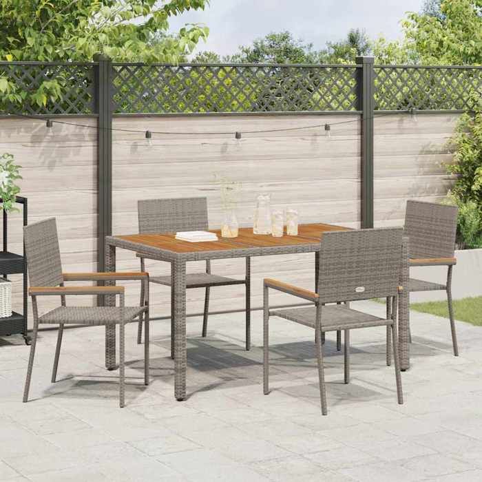 （SOLDES Dété）Chaises empilables de jardin lot de 4SHIELD chaises de balconarrière-cour Gris et marron54x56x90cm 6320372