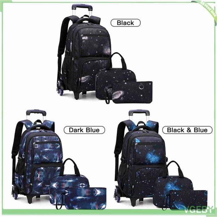 Fafeicy sac à dos à roulettes pour garçons Sac à dos à roulettes pour enfants pour garçons et filles sport materiel Bleu foncé