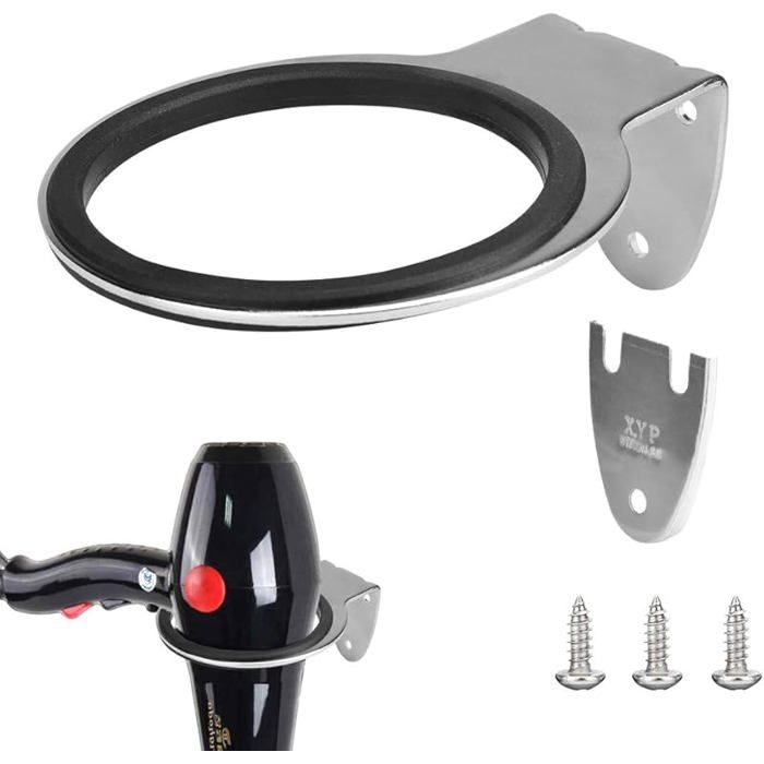 Support Seche Cheveux en Acier Inoxydable Porte Sèche Cheveux Mural Antirouille Titulaires de Sèche-Cheveux Anti-Corrosion