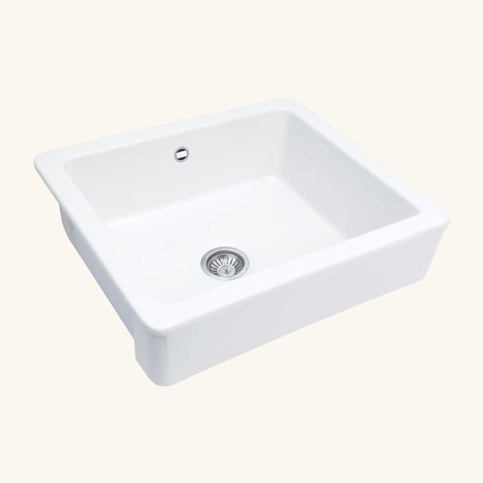 Évier timbre doffice céramique blanc Deante SABOR 1 bac 615x485 485x615