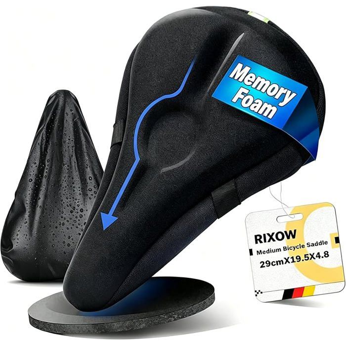 Housse de Selle de Vélo Couvre Selle Velo avec Protege Pluie Velo Coussin Velo pour Hommes et Femmes Mémoire de Forme