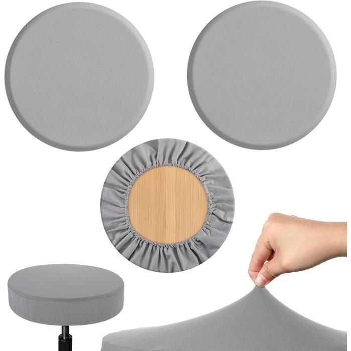 Housse Tabouret Rond 25 4-35 6 cm Housse Tabouret de Bar Extensibles Gris Clair hautement élastiques lavables