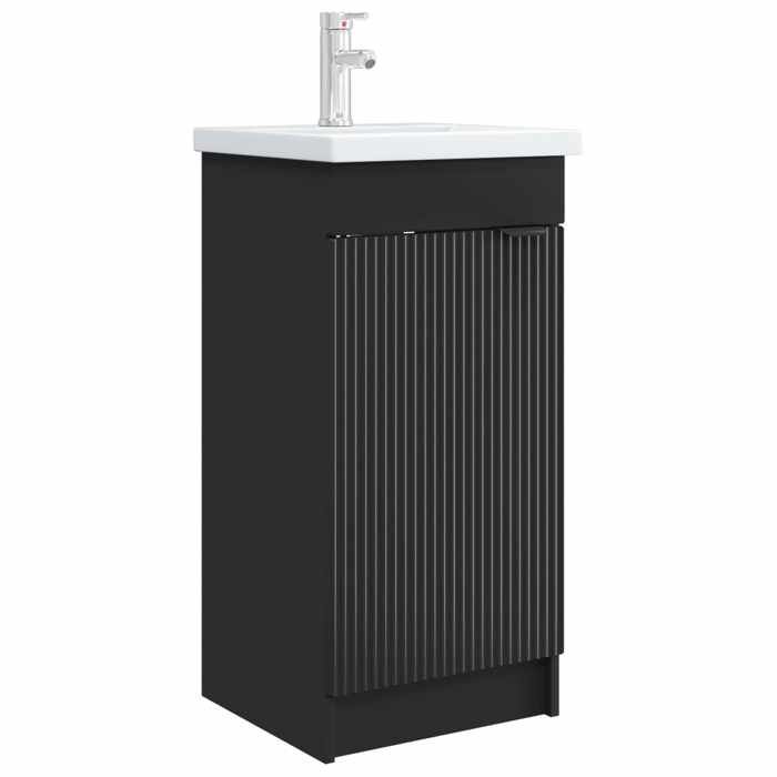 Meuble vasque - Meuble de salle de bain avec évier - vidaXL - bois dingénierie - noir - 42 x 40 x 845 cm - 1 étagère 5029664 Meuble vasque - Meuble de salle de bain avec évier - vidaXL - bois dingénierie - noir - 42 x 40 x 845 cm - 1 étagère 5029664