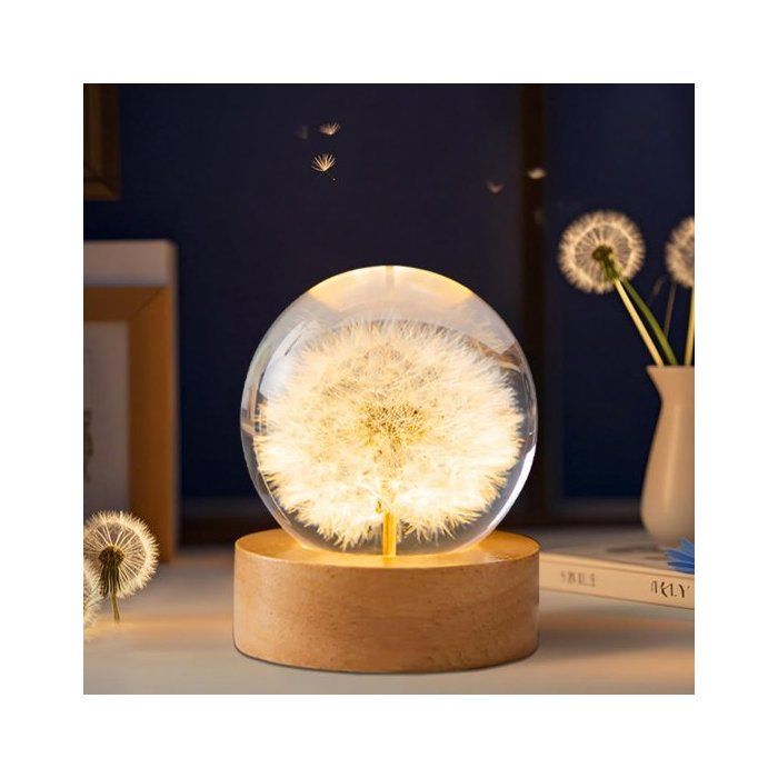 Bol Lampe Nuit - 6cm - Rechargeable USB - Lampe de Table - Design Pissenlit - Lampe de Bureau - Lampe Enfant - Chambre à Coucher