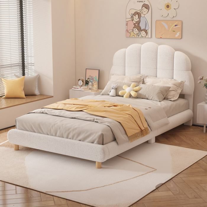 Lit double 180x200 cm chêne avec tête de lit rangement LED USB-C 2 tiroirs et sommier sans matelas