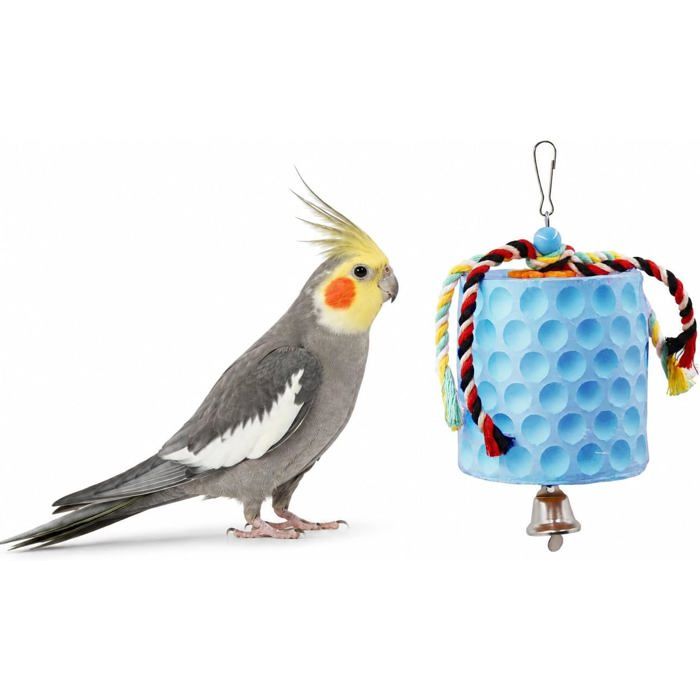 Jouet à Mâcher Extra Large pour Oiseaux Pierre de Calcium pour Bec avec Clochette Accessoire pour Cage Jouet pour  Perruches