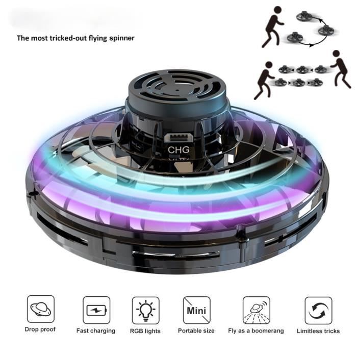 Noir Mini Drone Led Type Ovni Helicoptere Volant Spinner Mise A Niveau Du Doigt Gyro Electronique Indu Cdiscount Jeux Jouets