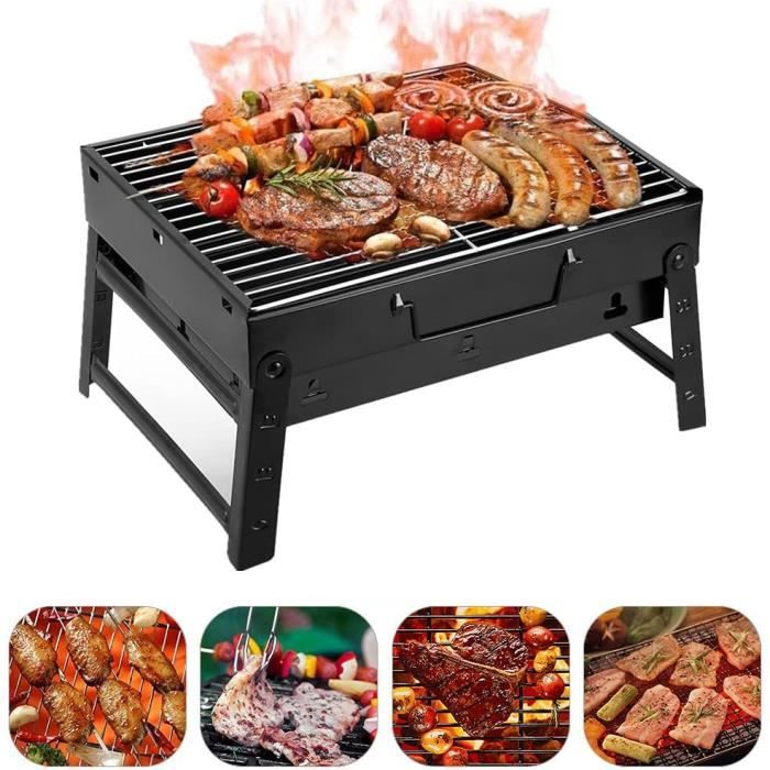 Réchaud,barbecue à charbon de bois pliable en acier inoxydable, Mini