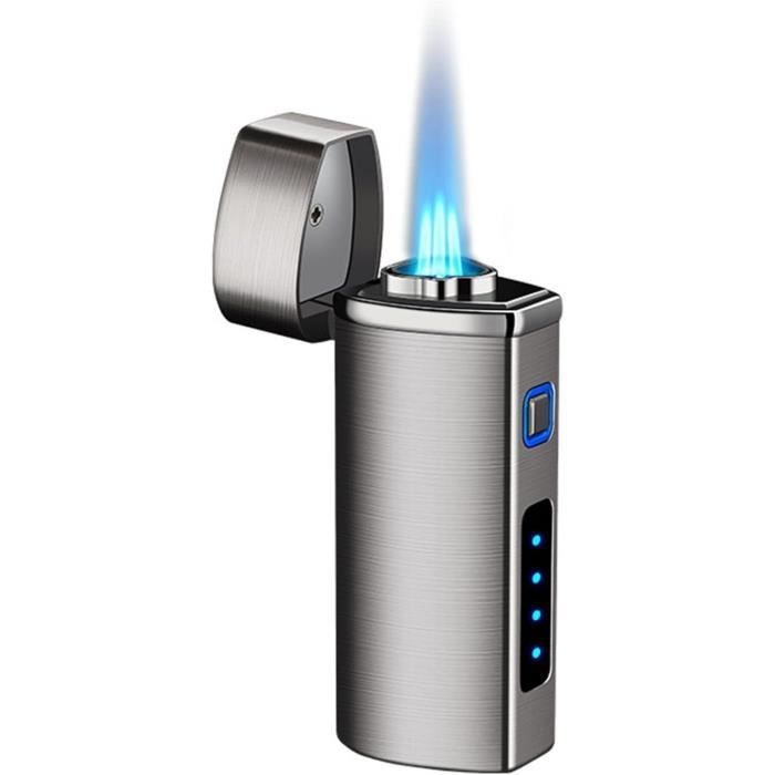 Briquet Torche Coupe-Vent Triple Jet Flamme Briquet Au Gaz Butane Rechargeable Avec Poinçon En