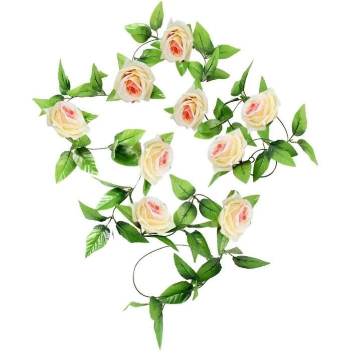 Famibay Guirlande Eucalyptus Fleurs Artificiel Avec Roses Blanche 5.9Ft