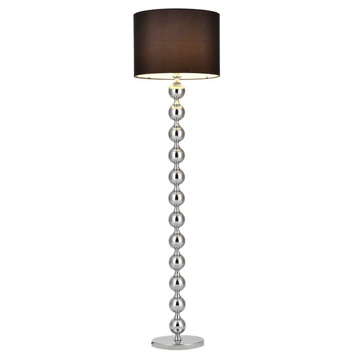 Lampadaire lampe sur pied métal tissu noir chrome hauteur 155 cm diamètre de labat jour 48 cm douille 1 x E27 03_0002458 Lampadaire lampe sur pied métal tissu noir chrome hauteur 155 cm diamètre de labat jour 48 cm douille 1 x E27 03_0002458
