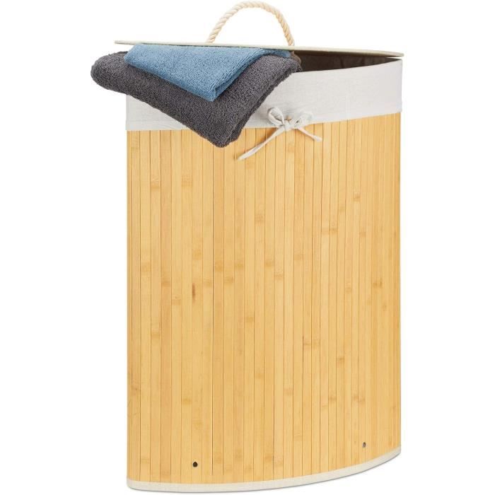 Panier à Papier Toilette En Bambou - 47L - Rangement 16 à 24 Rouleaux - Fenêtre Transparente - Pour Salle De Bain & Cellier