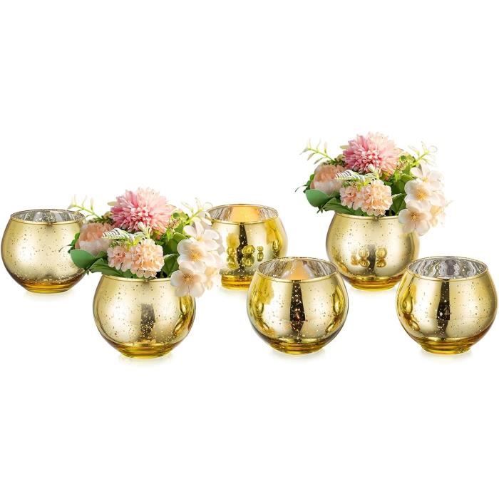 Lot De 6 Mini Vases Ronds En Verre Vitrea - Hauteur 9 Cm - Pour Décoration De Table, Centre Floral Ou Rangement