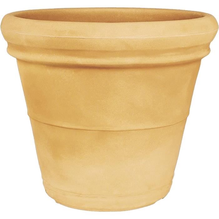 Decorspace Vase Doppelrand, Rund, Aus Kunstharz – Für Garten & Terrasse, Made In Italy (versch. Größen)