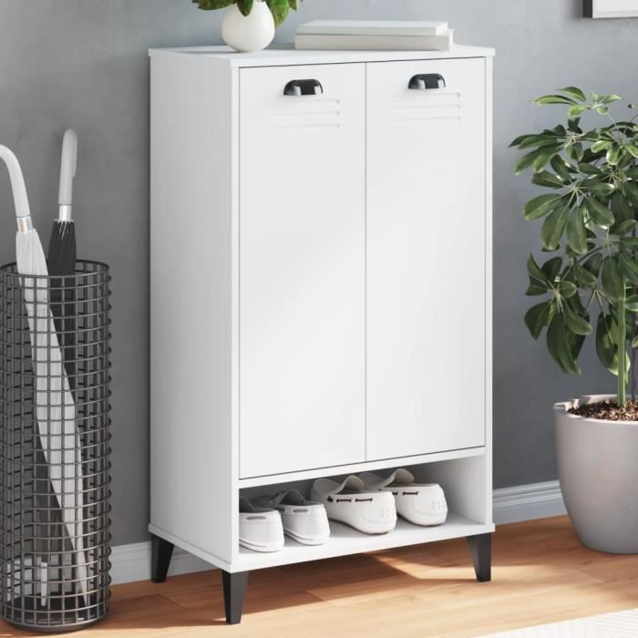 Armoire à chaussures - ABI - VIKEN - Bois de pin massif - 10 paires - Blanc