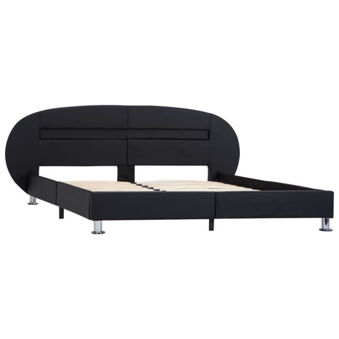 cadre de lit avec led noir similicuir 140 x 200 cm - kai