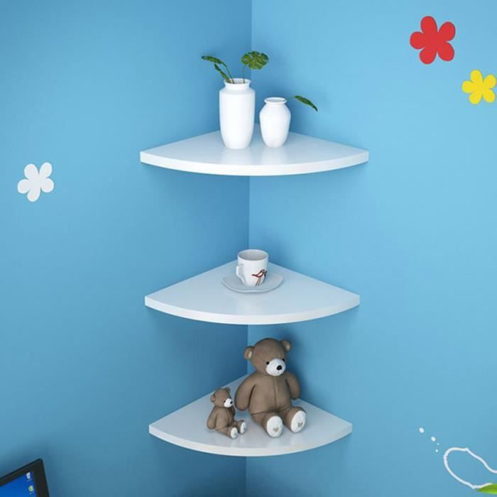 meuble de rangement étagères Kit Lot de 2 brillant Flottant Coin étagère murale