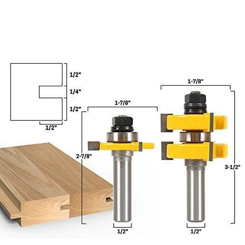 2pcs Shank 3 dents langue Groove Router Bit Fraise pour le travail du bois