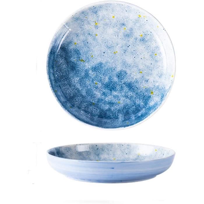Lot De 6 Assiettes à Dîner Nicola Spring – Porcelaine Vintage, Motif Fleur Bleue – 255 Mm