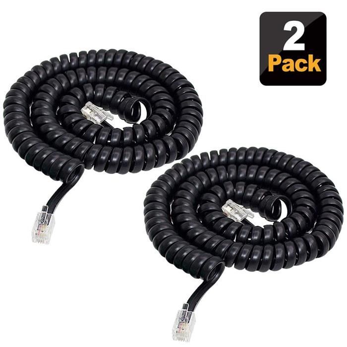 Câble Téléphonique Spiralé 5 Mètres - RJ9 Vers RJ9, Extensible, PVC Résistant | Pour Téléphone Fixe, Qualité Sonore Améliorée