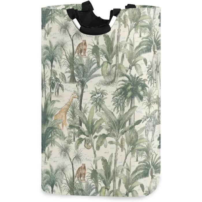 Grand Panier à Linge LEELI Toile Dinosaures Bleus – Pliable Avec Poignées – 19,7x15,7 Pouces