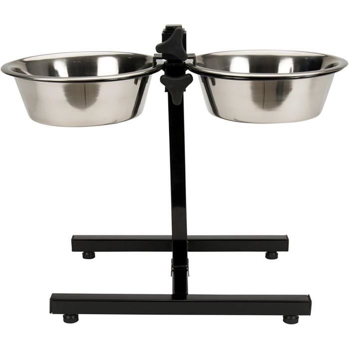 Support gamelle reglable en hauteur - 25 cm - 2,8 L - Pour chien
