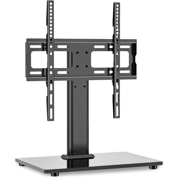 Support TV Sur Pied Universel - Pour 26-60" Jusqu'à 40kg - Hauteur Réglable Verre Trempé