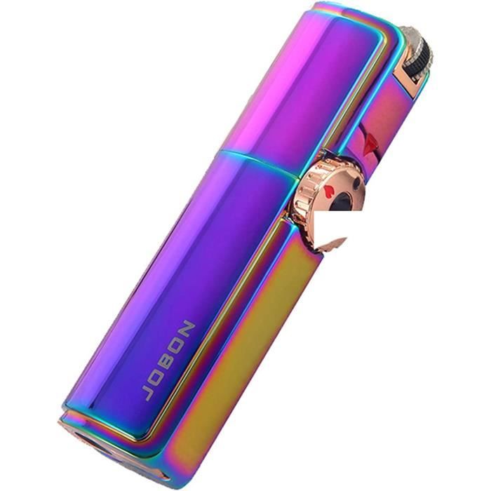 Briquet Coupe-vent 4 Jets Avec Réservoir Transparent - Flamme Réglable, Recharge Au Butane - Bleu