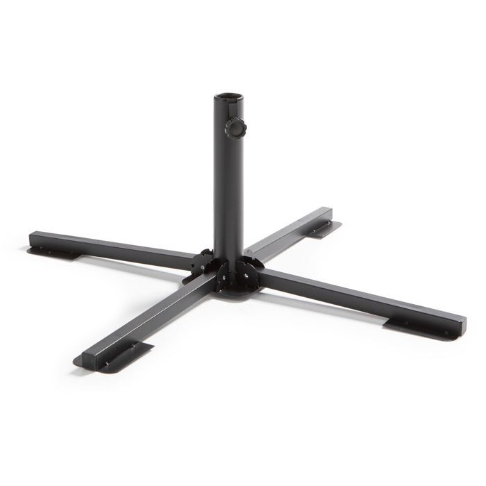OVIALA Pied de parasol pliant acier noir 84 x 84 cm - Noir