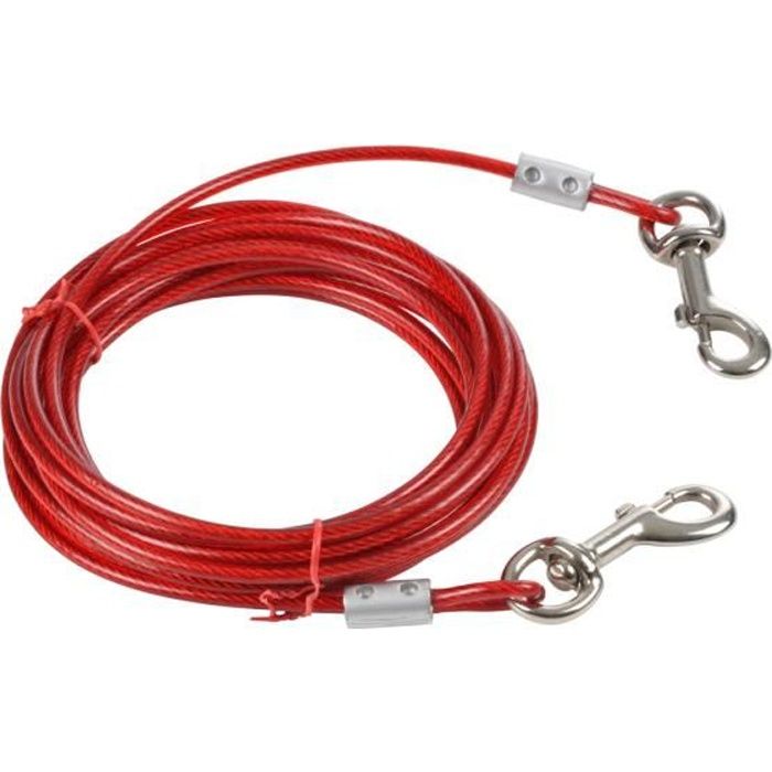 Laisse d'attache pour chien - Rouge - Petit - Pour le dressage - Métal - Chaîne