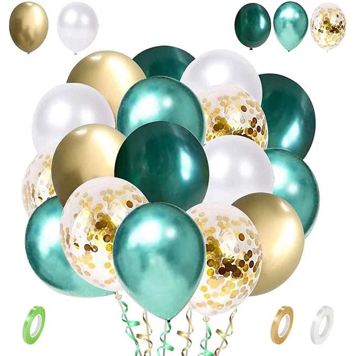 Joya ® Set de 40 Ballons vert olive et or avec ruban, Décoration de Fête, Décoration