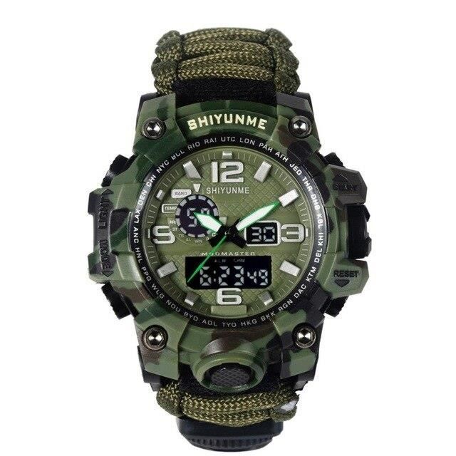 SHIYUNME hommes montre militaire Camouflage sangle boussole
