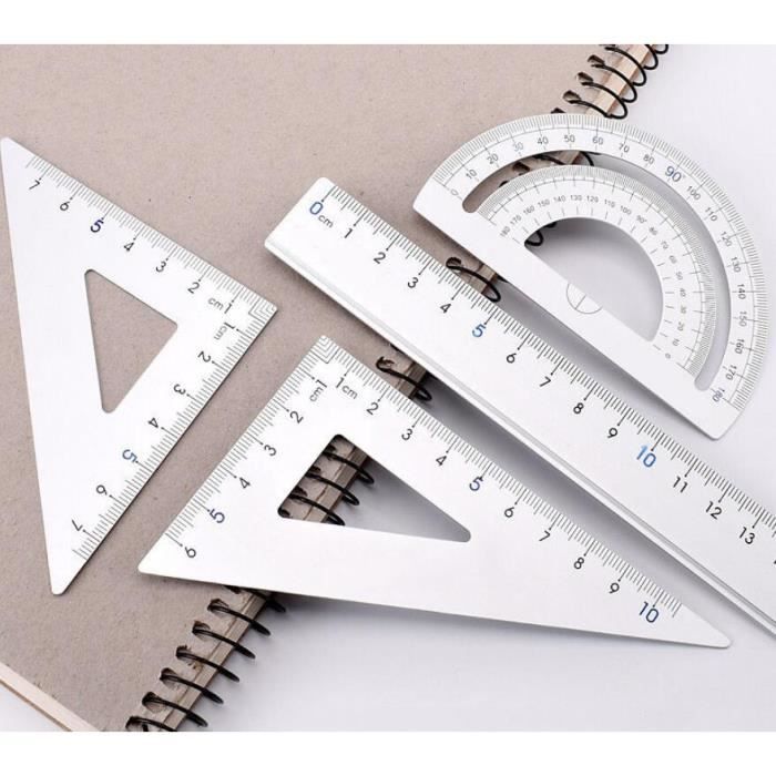Set Di Geometria Helix Cambridge In Scatola Di Metallo: 9 Pezzi Tra Cui Righello 15 Cm, Goniometro, Squadre, Compasso, Matita E Gomma. - 4
