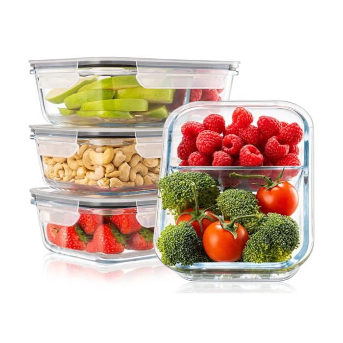 Zerodeko Récipient Alimentaire à Compartiments Pour Adultes Avec Couvercle De Grande Capacité