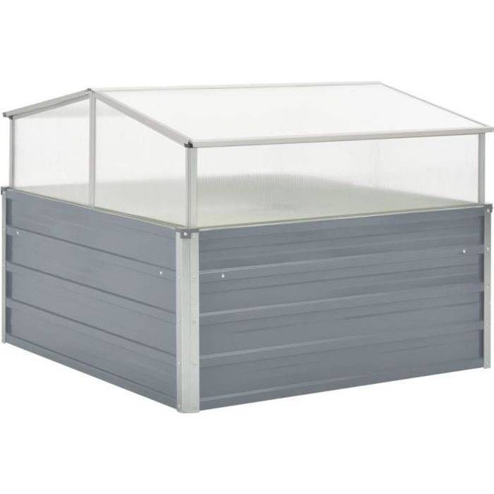Serre de Jardin - Acier Galvanisé - 100 x 100 x 85 cm - Polycarbonate - Gris