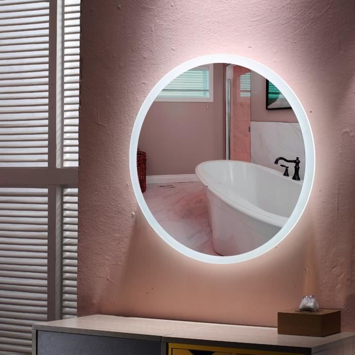 Biling 60cm Miroir Mural Rond Lumineux Salle De Bain Led