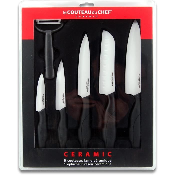 Le Couteau du Chef 447980 Coffret de 6 Couteaux Lame Céramique 30 x 37 x 3,  4 cm, Blanc[47] - Cdiscount Maison