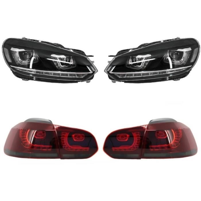 Phares Pour VW Golf 6 VI 08-13 Golf 7 3D LED DRL U-Design avec feux arrière Full LED R20