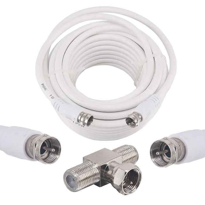 CABLE COAXIAL Kit Cable Connecteur Satellites TV Numérique Inclus 10M