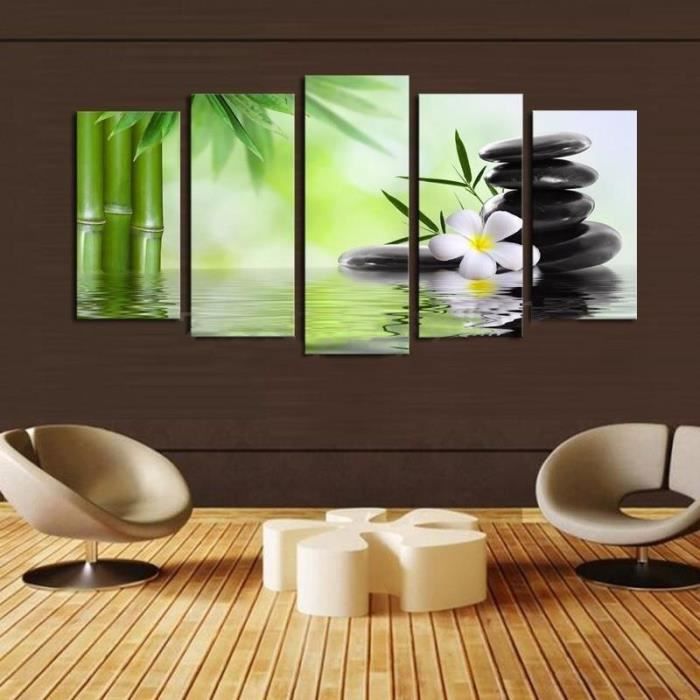Toile Pour Tableau Multi Panneaux Mural 100cm 50cm Zen Bambou Sans