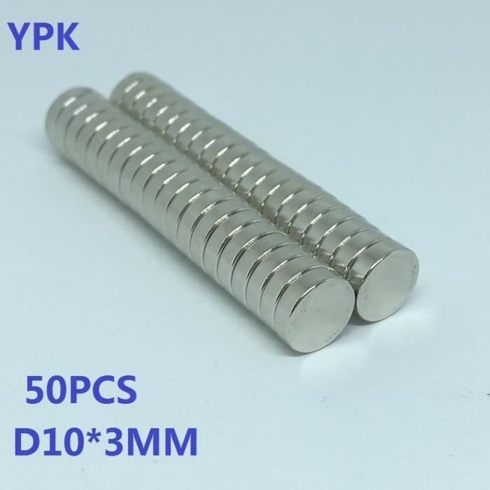 50pcs Petit Aimant Rond Cylindre 10mm X 3mm/0.39*0.12 N35 Aimant Puissant  Aimants Néodyme avec Boîte d'emballage