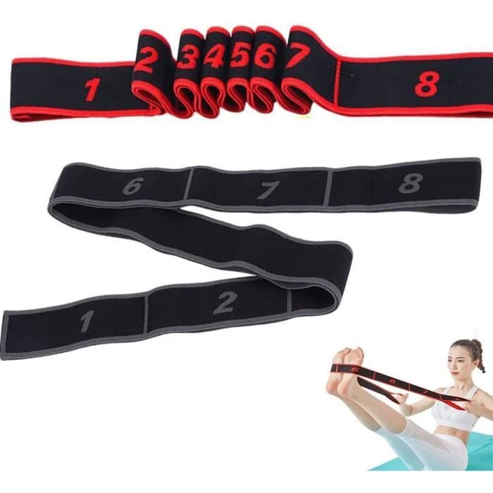 Sangle De Yoga Extensible Avec 8 Boucles – Pour étirement, Pilates, Danse – Légère Et Portable
