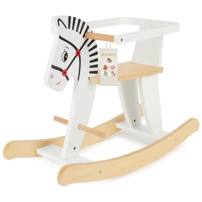 Cheval a Bascule en Bois Zebre Bieco Pour Bebe a partir de 1 an Repose pieds et Cadre de Securite Cdiscount Jeux Jouets