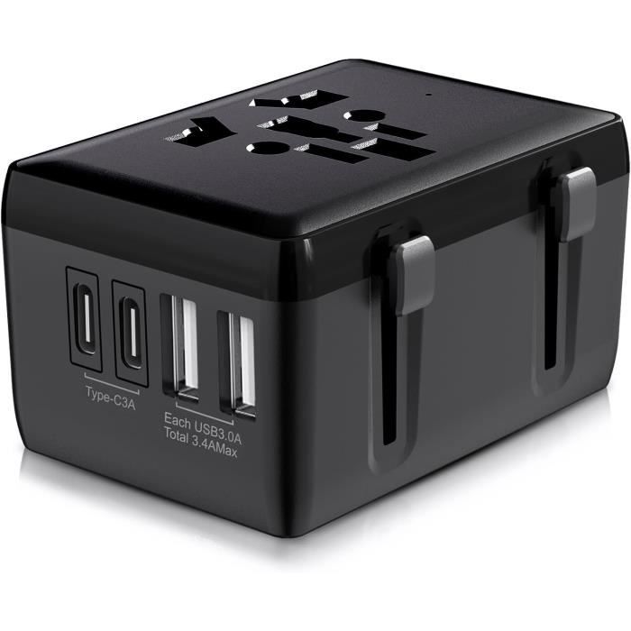 Power Adaptateur De Voyage Universel Tout En Un Compatible Avec Plus De 150 Pays