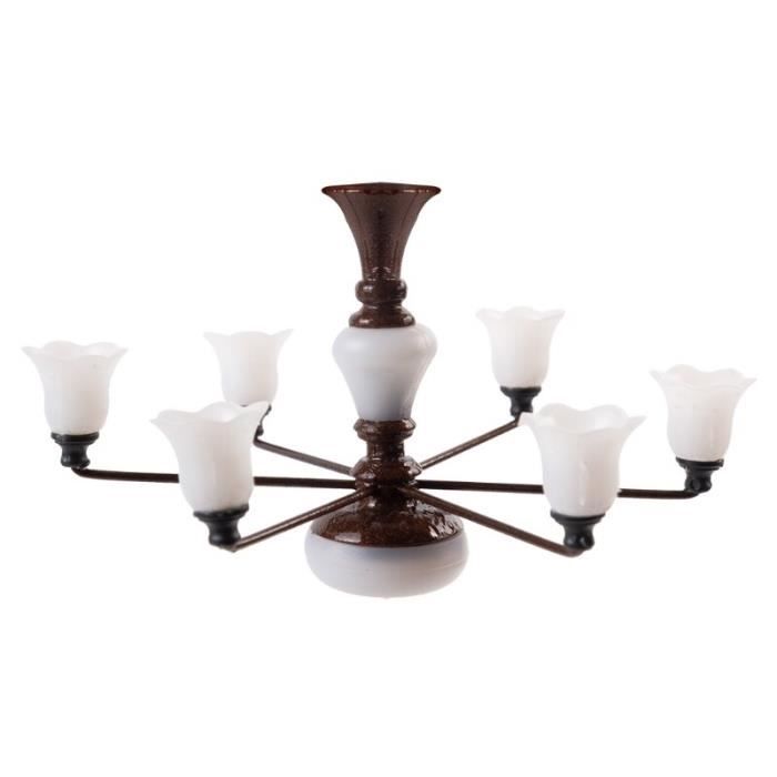 Lustre Miniature Pour Maison De Poupée échelle 1:12 - Alliage Doré - 6,4x8,5 Cm - Éclairage Vintage - Accessoire Déco Miniatures - 8