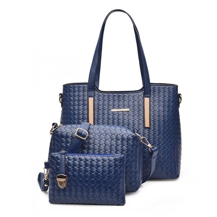 Sac à Main Desigual Tressé Fleurs Bleues - Grand Format Avec Plusieurs Poches - Taille Unique